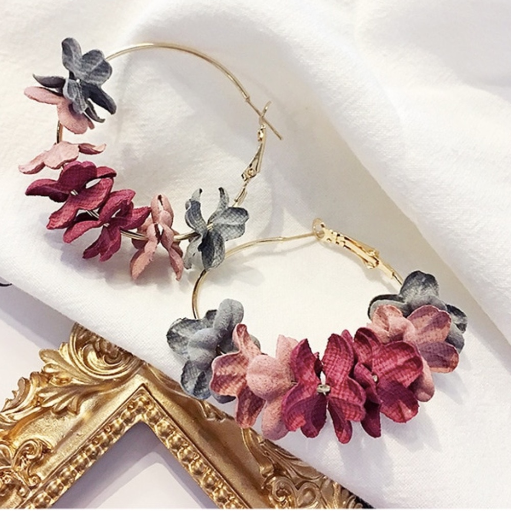 Multicolored Flower Petal Hoop Earrings